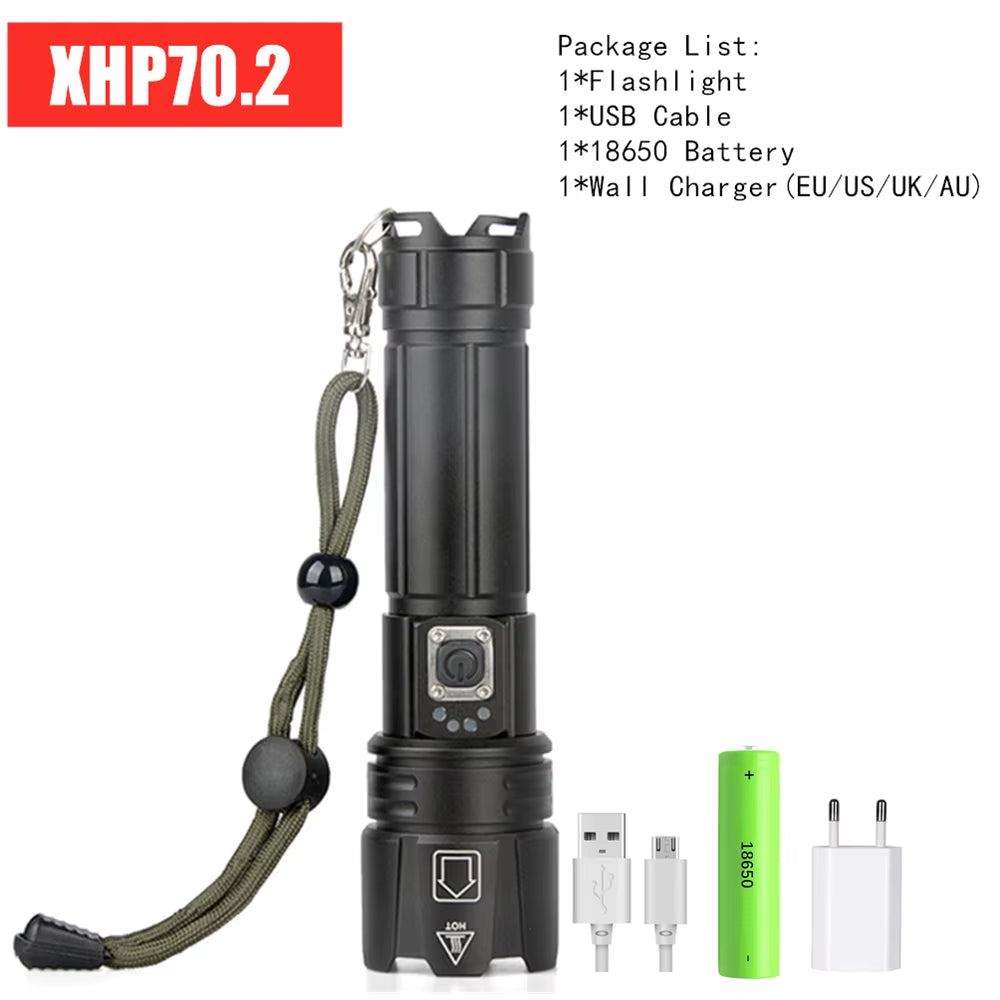 LED Flashlight Most Powerful Flashlight 18650 26650 USB Torch Lantern Hunting Lamp Hand Light USB Rechargeable