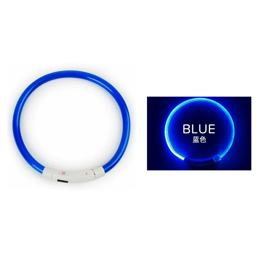 Led Glowing Dog Collar Rechargea Luminous Red Blue Green Usb Charging Multicolored Night Anti-Lost 3/Modes 50Cm Loss Prevention