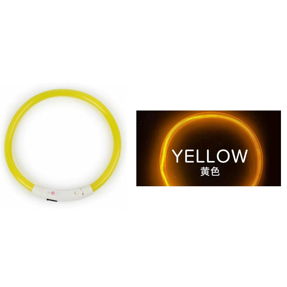 Led Glowing Dog Collar Rechargea Luminous Red Blue Green Usb Charging Multicolored Night Anti-Lost 3/Modes 50Cm Loss Prevention