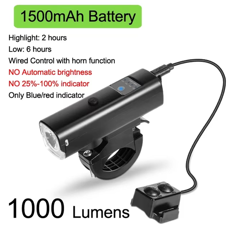 Smart Bicycle Light Rainproof USB LED 3000Mah MTB Front Light Headlight Cycling Flashlight Bike Light Accessories