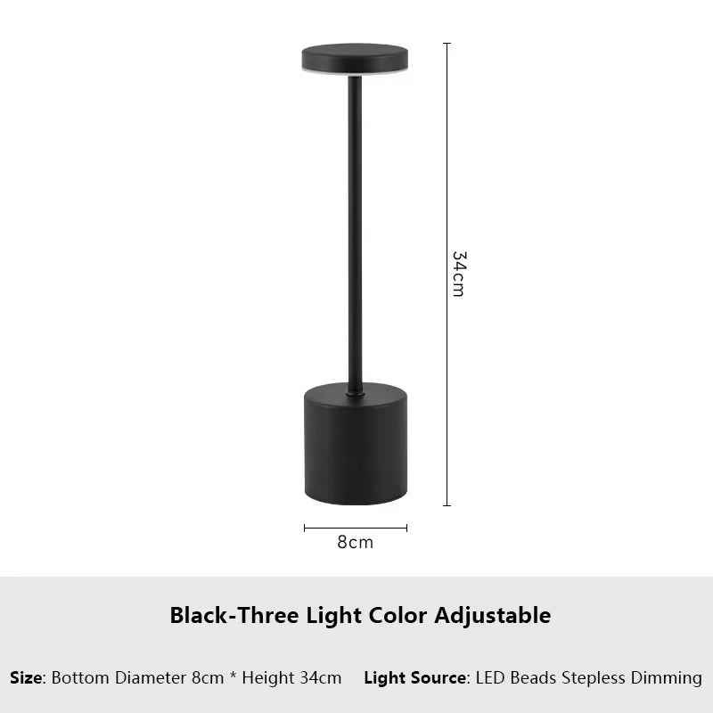3 Colors in 1 Lamp LED Table Lamp Touch Switch Type C Rechargeable Bedside Night Light Portablefor Club Bar Room Ambient Decor