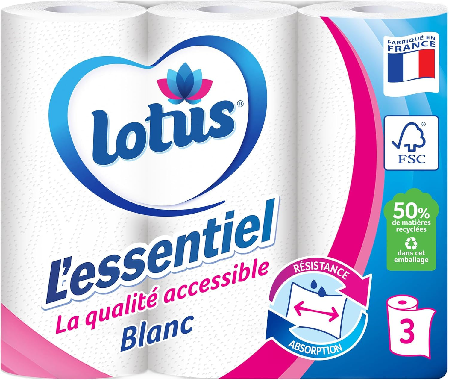 Essuie-Tout  L'Essentiel - X3 Rouleaux