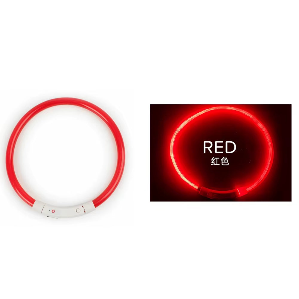Led Glowing Dog Collar Rechargea Luminous Red Blue Green Usb Charging Multicolored Night Anti-Lost 3/Modes 50Cm Loss Prevention
