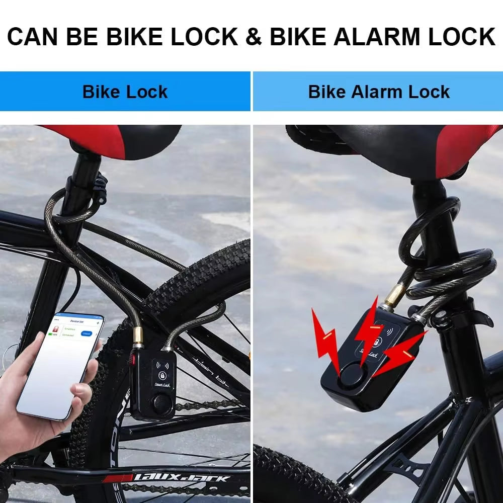 Camluxy Bluetooth Bike Lock Alarm 110Db Security Smart Bike Alarm Lock System Anti-Theft Vibration Alarm for Bicycle Motorcycle