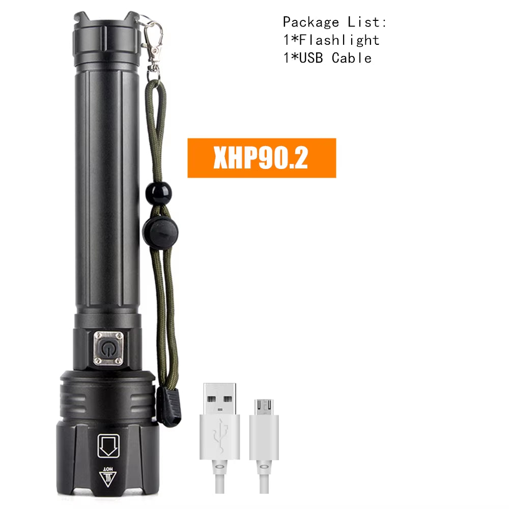 LED Flashlight Most Powerful Flashlight 18650 26650 USB Torch Lantern Hunting Lamp Hand Light USB Rechargeable