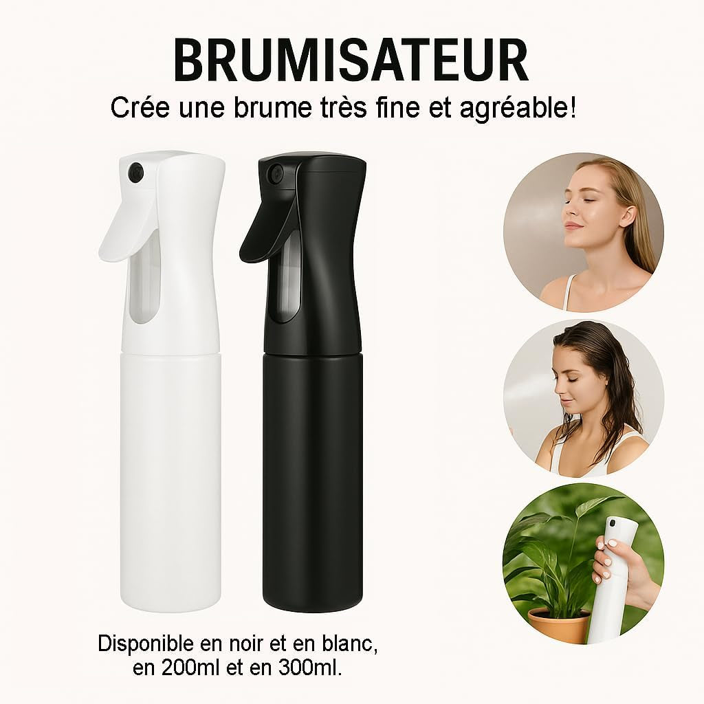 Brumisateur D’Eau Rechargeable – Vaporisateur Cheveux - Brumisateur Rechargeable 300 Ml - Brumisateur Visage - Vaporisateur Rechargeable (Blanc 300Ml)