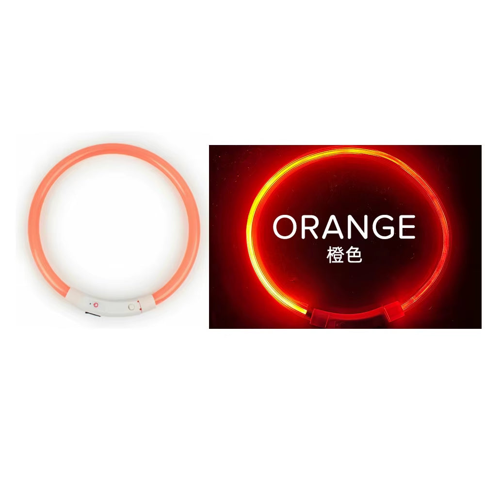Led Glowing Dog Collar Rechargea Luminous Red Blue Green Usb Charging Multicolored Night Anti-Lost 3/Modes 50Cm Loss Prevention