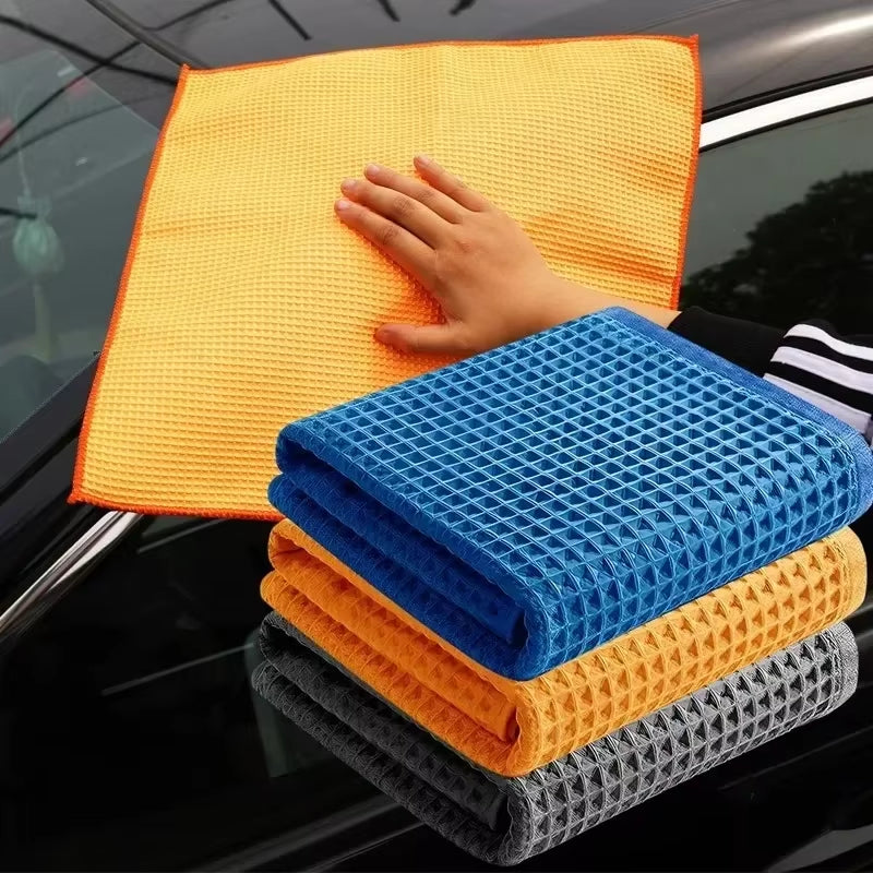 Water Drying Car Towel Microfiber Window Clean Wipe Auto Detailing Waffle Weave Car Wash Towel Glass Cleaning for Kitchen Bath
