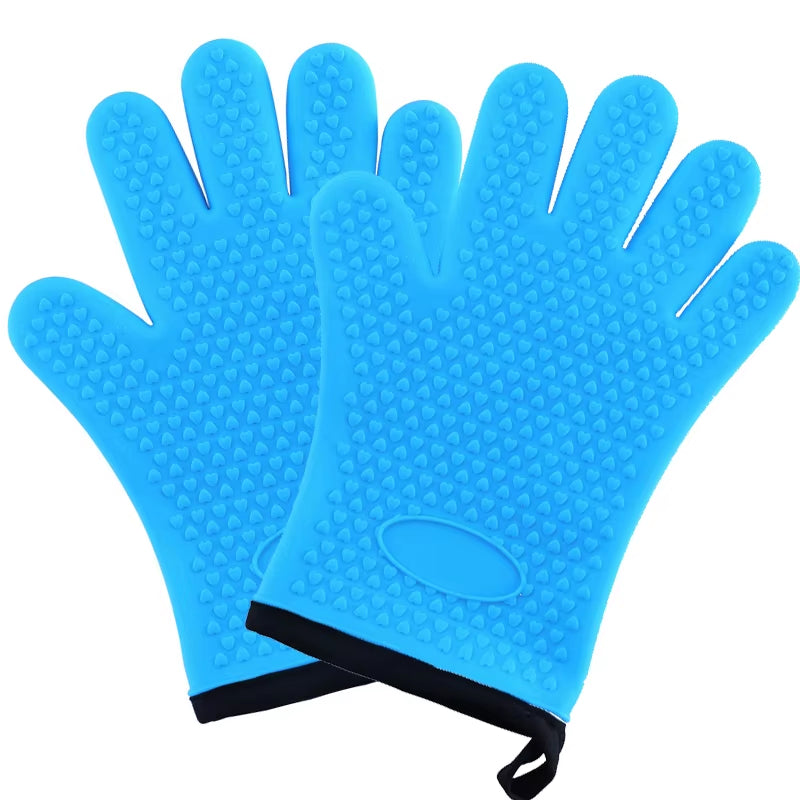 1/2Pc Silicone Glove with Lanyard Kitchen Grilling Gloves Oven Mitt Heat Resistant Non-Slip Cooking BBQ Grill Glove Baking Glove