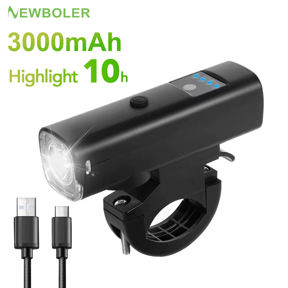 Smart Bicycle Light Rainproof USB LED 3000Mah MTB Front Light Headlight Cycling Flashlight Bike Light Accessories