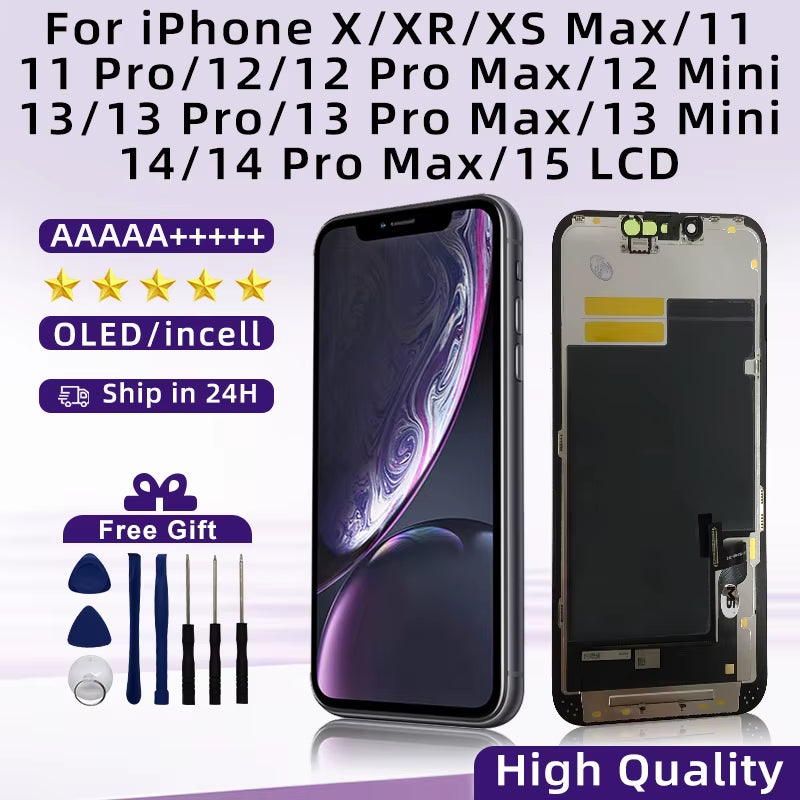 Choice OLED for  X XR XS MAX 11 11 Pro 12Pro 12 LCD Display Screen Digitizer for  12 Mini 13 14 Pro Max 15 Incell