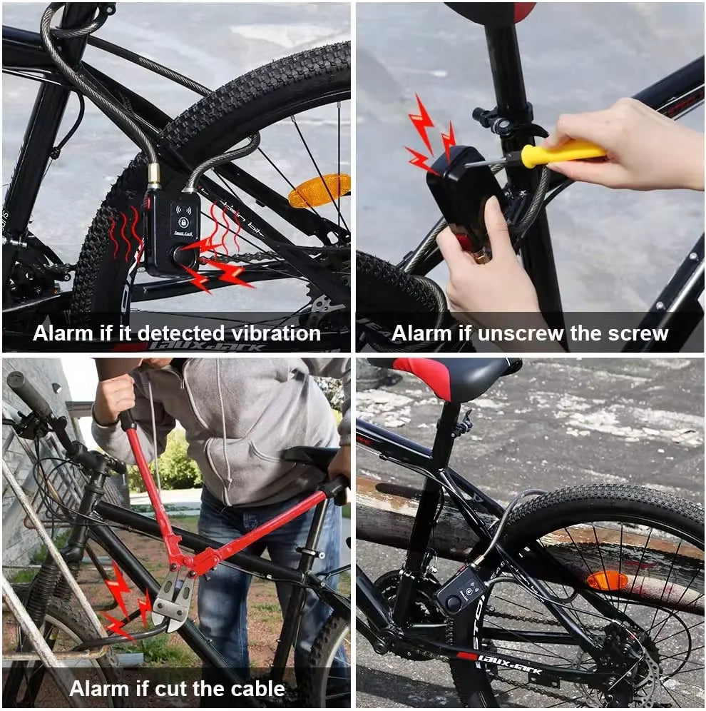 Camluxy Bluetooth Bike Lock Alarm 110Db Security Smart Bike Alarm Lock System Anti-Theft Vibration Alarm for Bicycle Motorcycle