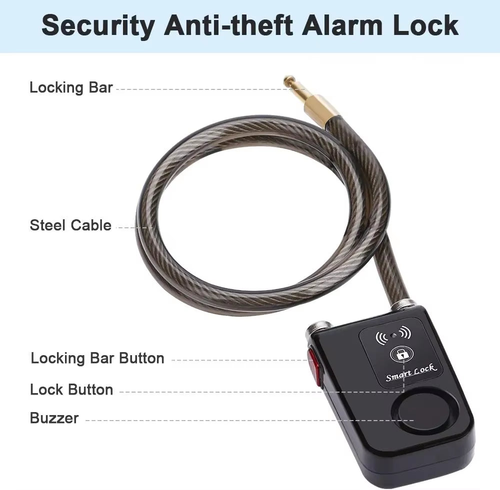 Camluxy Bluetooth Bike Lock Alarm 110Db Security Smart Bike Alarm Lock System Anti-Theft Vibration Alarm for Bicycle Motorcycle