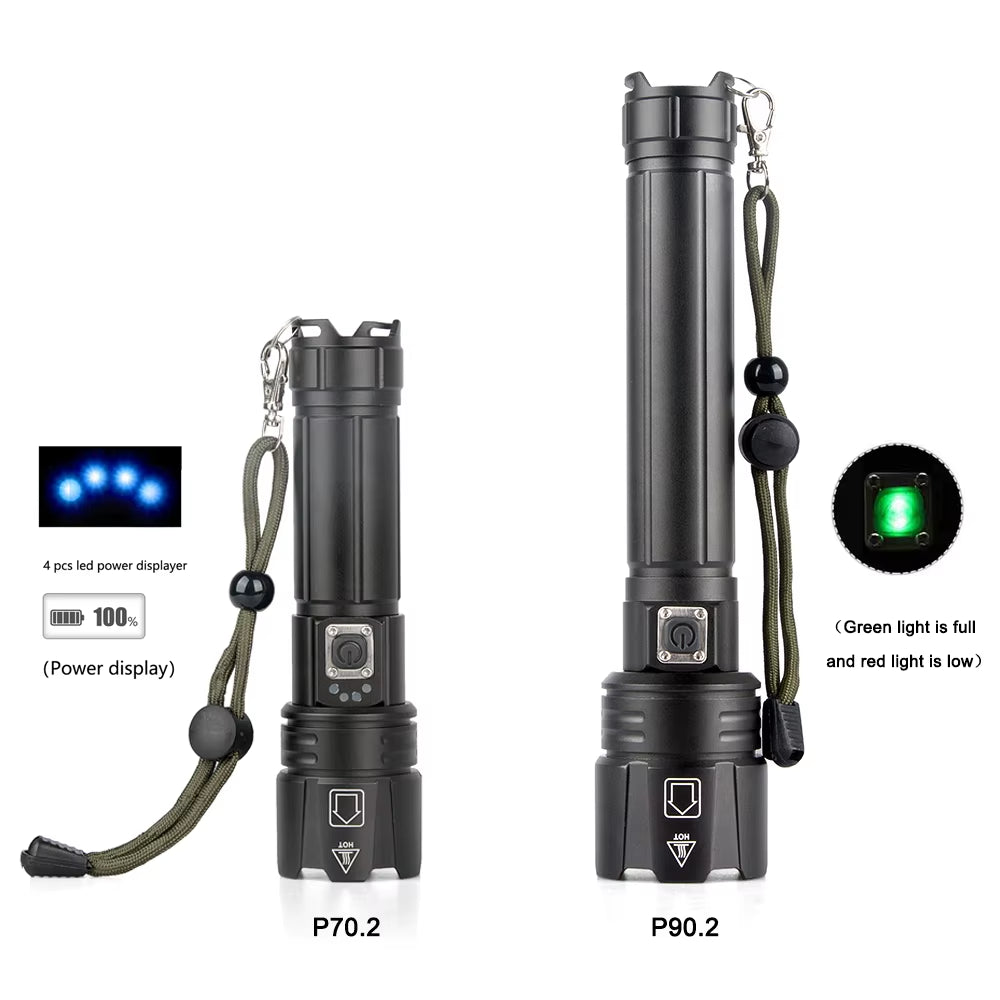 LED Flashlight Most Powerful Flashlight 18650 26650 USB Torch Lantern Hunting Lamp Hand Light USB Rechargeable