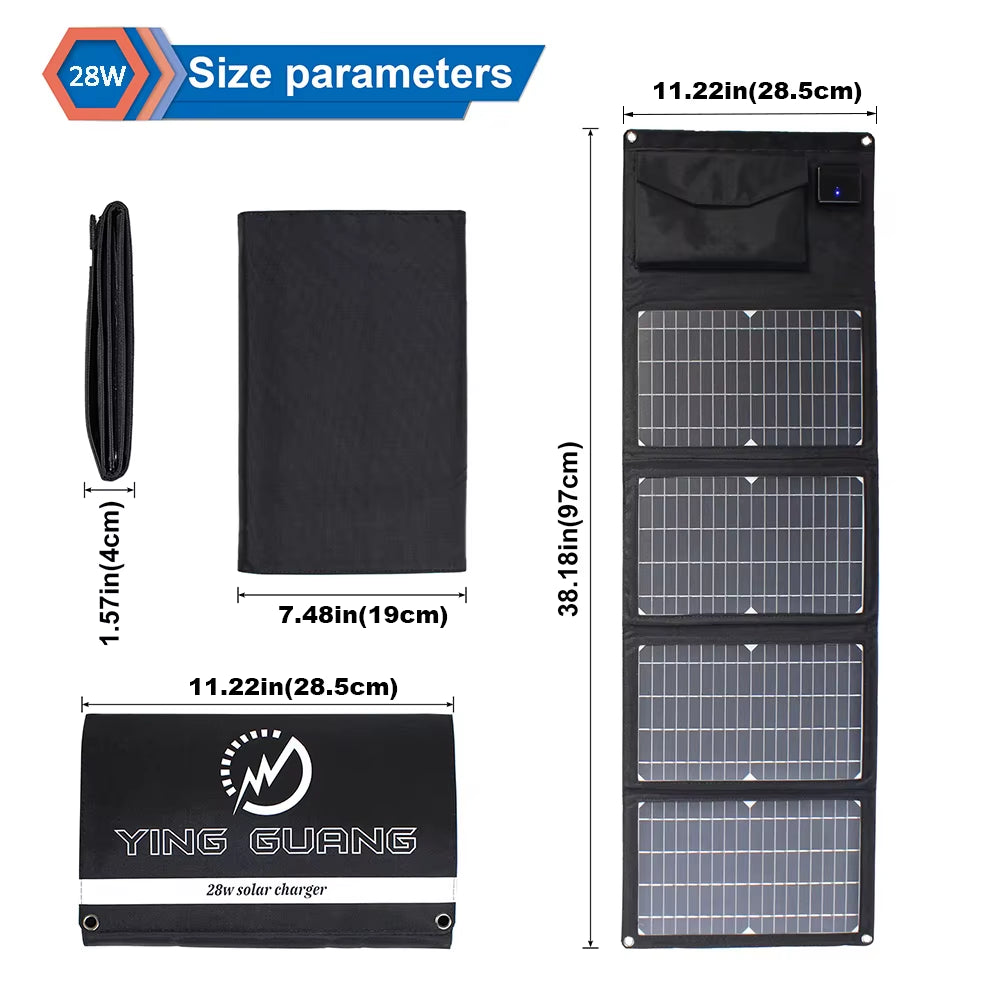 Upgraded 28W 21W 14W Portable Solar Panel Charger Double USB 5V 18V DC Camping Foldable Solar Panel for Phone Charge Power Bank