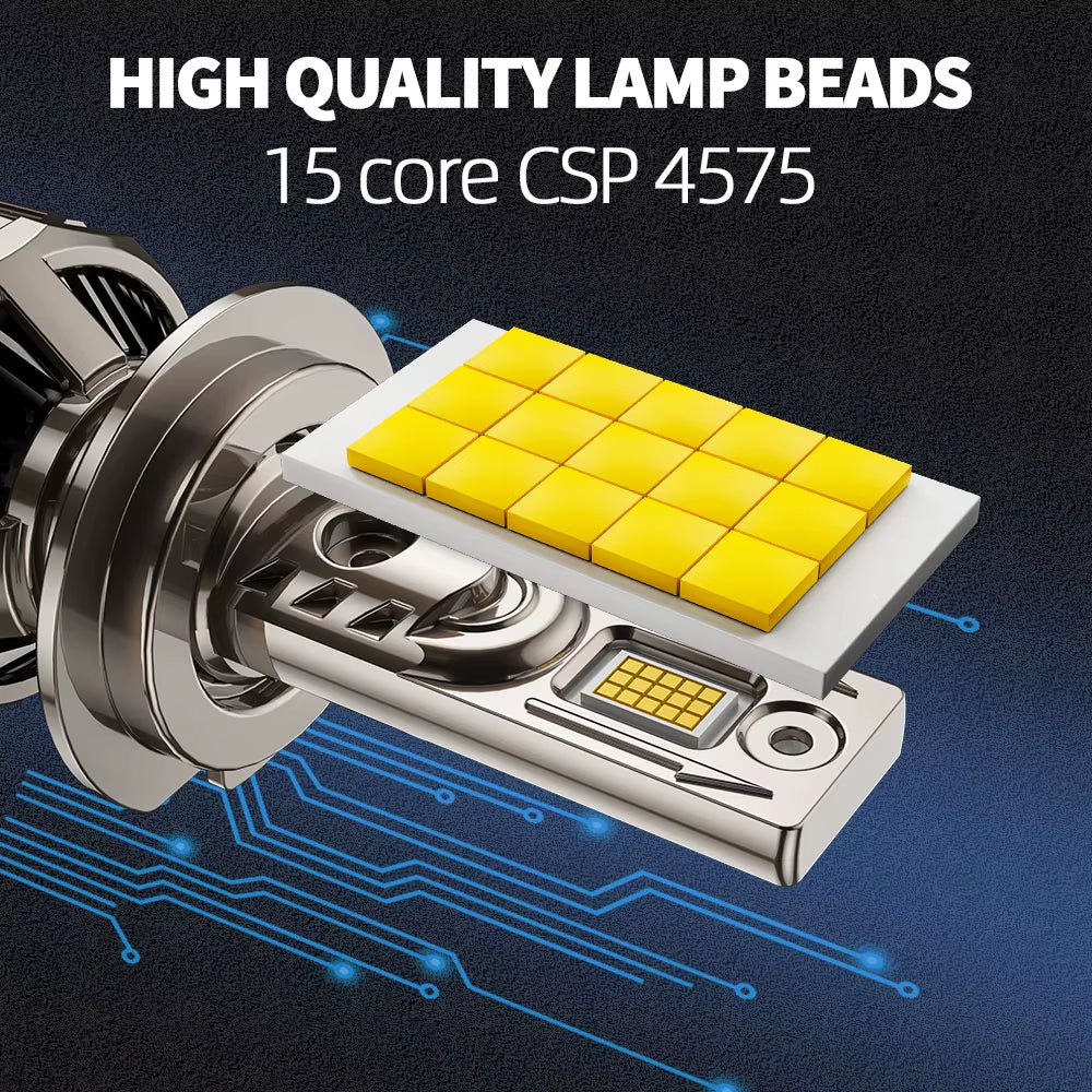 Infitary Real High Power LED Car Headlights H7 H4 CANBUS Bulb H1 H11 HB3 9005 HB4 9006 170W Lamp 2 Copper Tube Lights for Auto