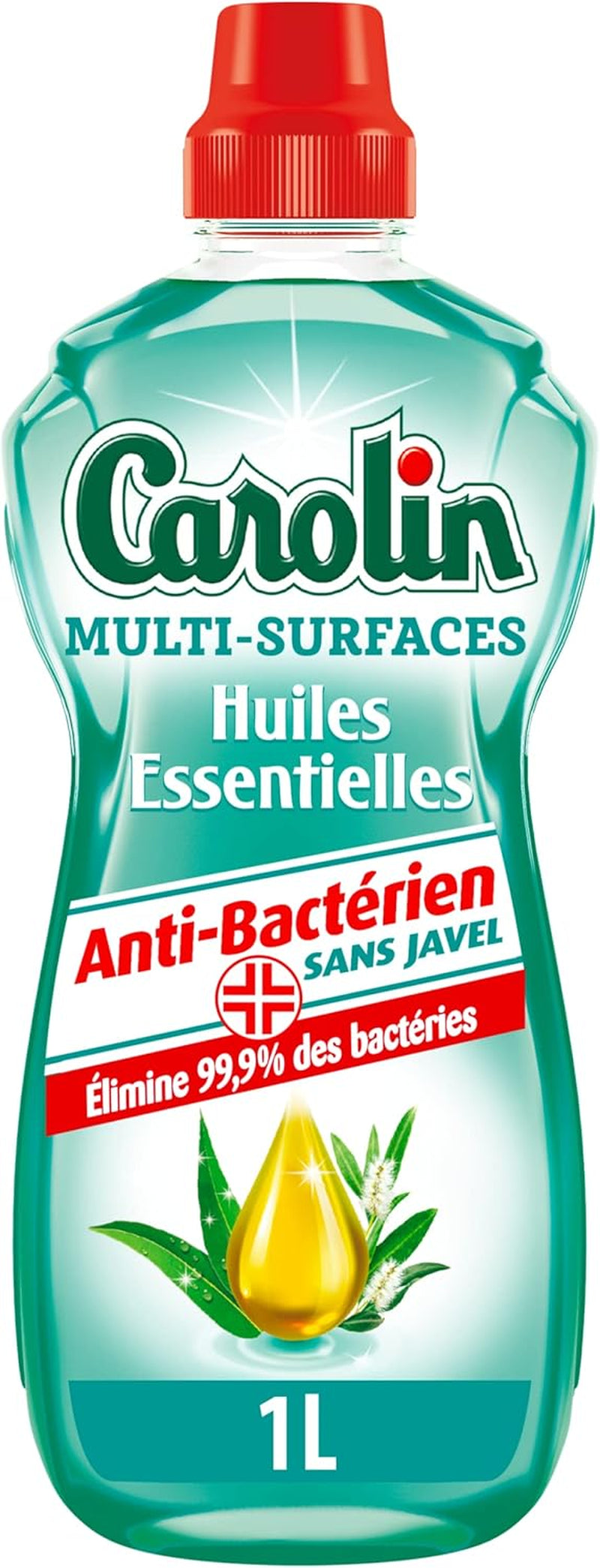 Carolin Nettoyant Multi-Surfaces Huiles Essentielles Anti-Bactérien Sans Javel Eucalyptus Et Arbre À Thé 1 L