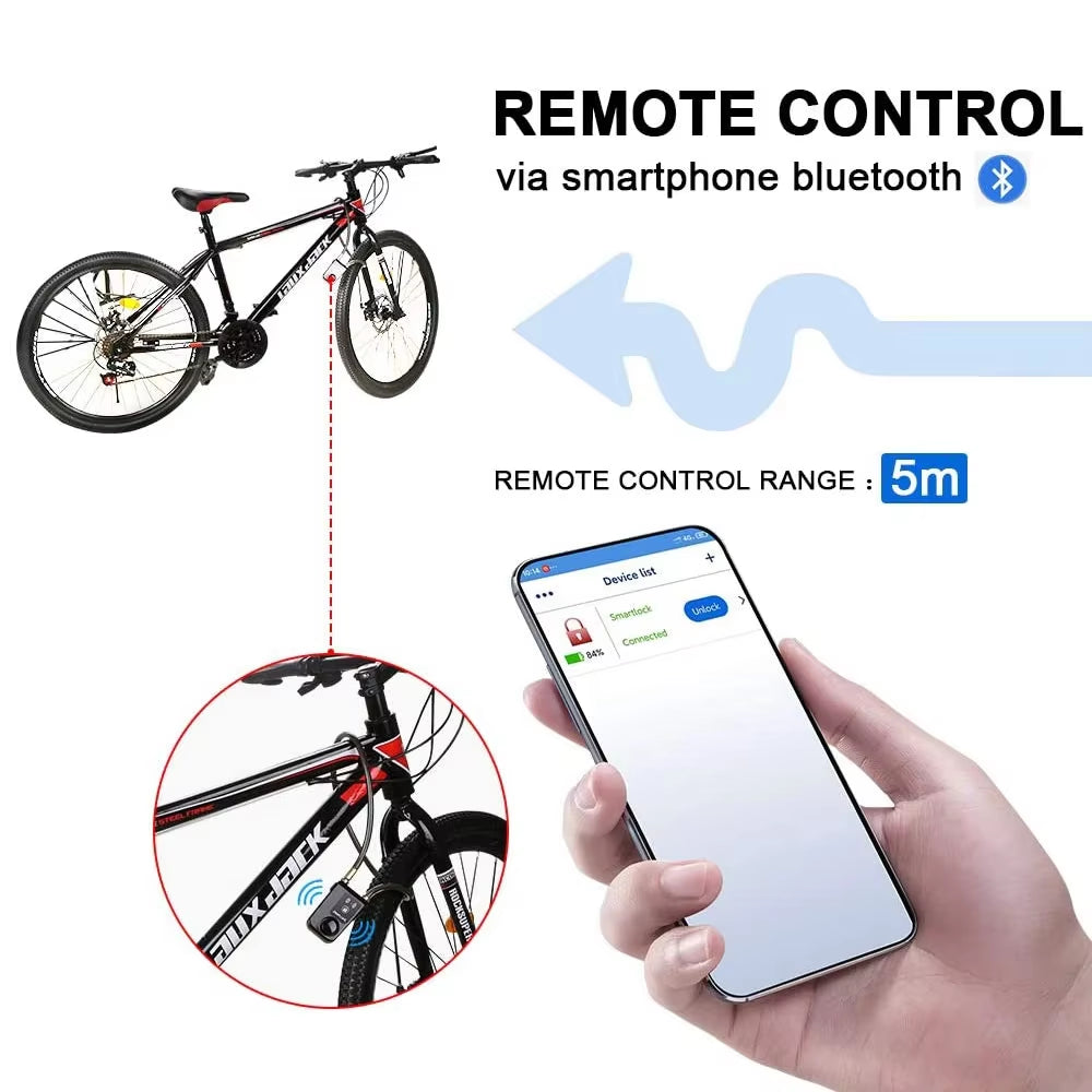 Camluxy Bluetooth Bike Lock Alarm 110Db Security Smart Bike Alarm Lock System Anti-Theft Vibration Alarm for Bicycle Motorcycle