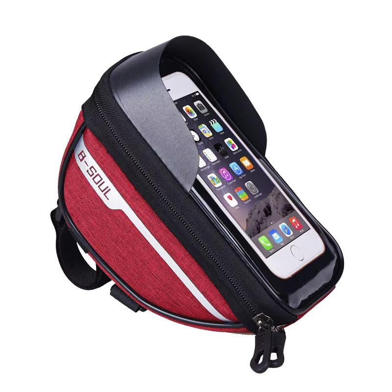 B-SOUL Cycling Bicycle Bike Head Tube Handlebar Cell Mobile Phone Bag Case Holder Screen Phone Mount Bags Case for 6.5In