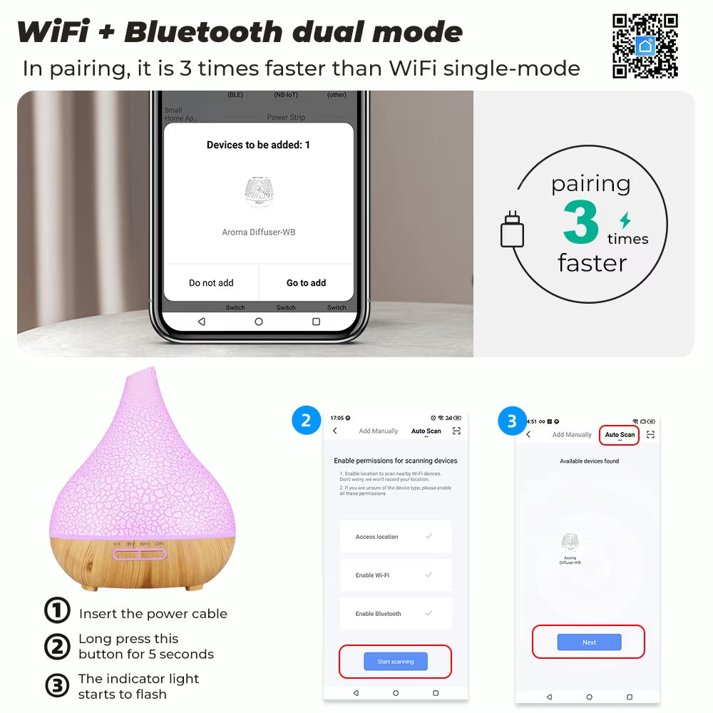 Tuya Wifi Smart Humidifier Essential Oil Diffuser Aromatherapy Ultrasonic Air Humidifiers Aroma Diffuser Work with Google Home