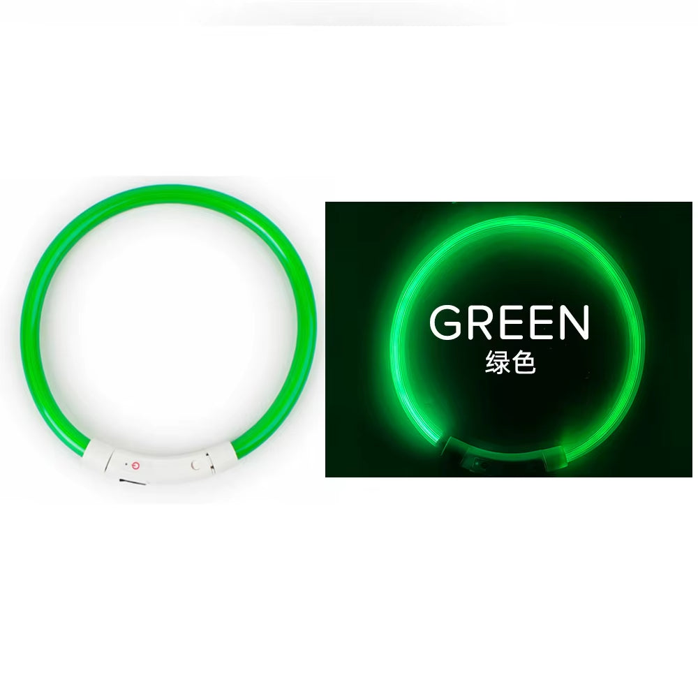 Led Glowing Dog Collar Rechargea Luminous Red Blue Green Usb Charging Multicolored Night Anti-Lost 3/Modes 50Cm Loss Prevention