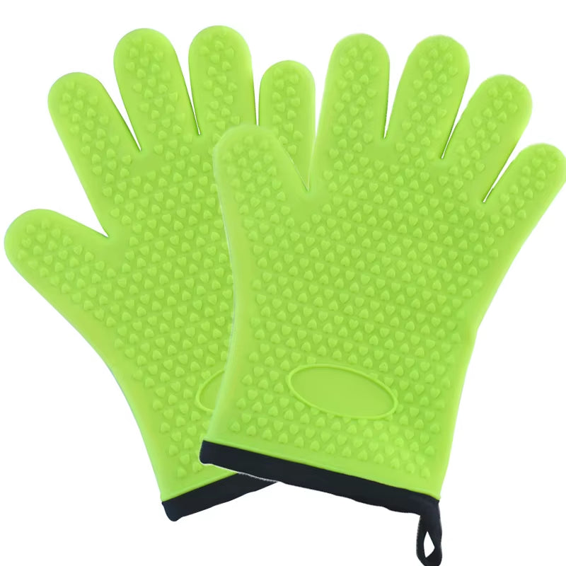 1/2Pc Silicone Glove with Lanyard Kitchen Grilling Gloves Oven Mitt Heat Resistant Non-Slip Cooking BBQ Grill Glove Baking Glove