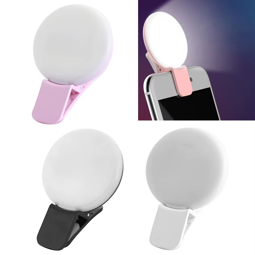 Mobile Phone LED Selfie Ring Light Portable Mini Durable Practical Three Stop Dimming Circle Photography Clip Fill Light