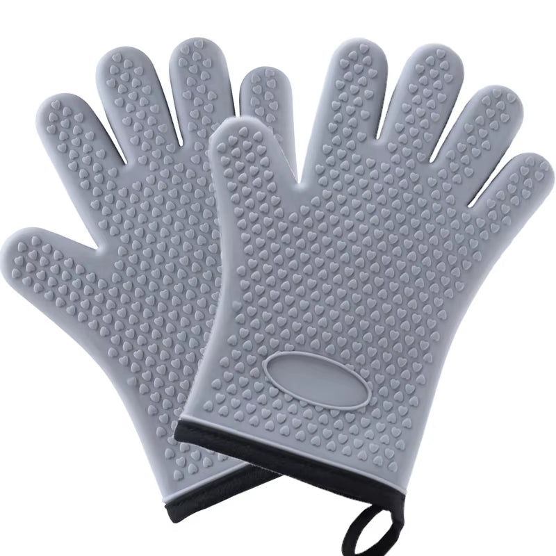 1/2Pc Silicone Glove with Lanyard Kitchen Grilling Gloves Oven Mitt Heat Resistant Non-Slip Cooking BBQ Grill Glove Baking Glove