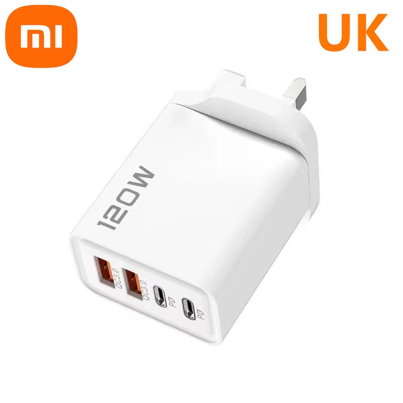 Xiaomi 120W 4 Port USB Type C Charger Fast Charging Data Cable USB Phone Charger Adapter for Samsung Iphone Huawei Charger