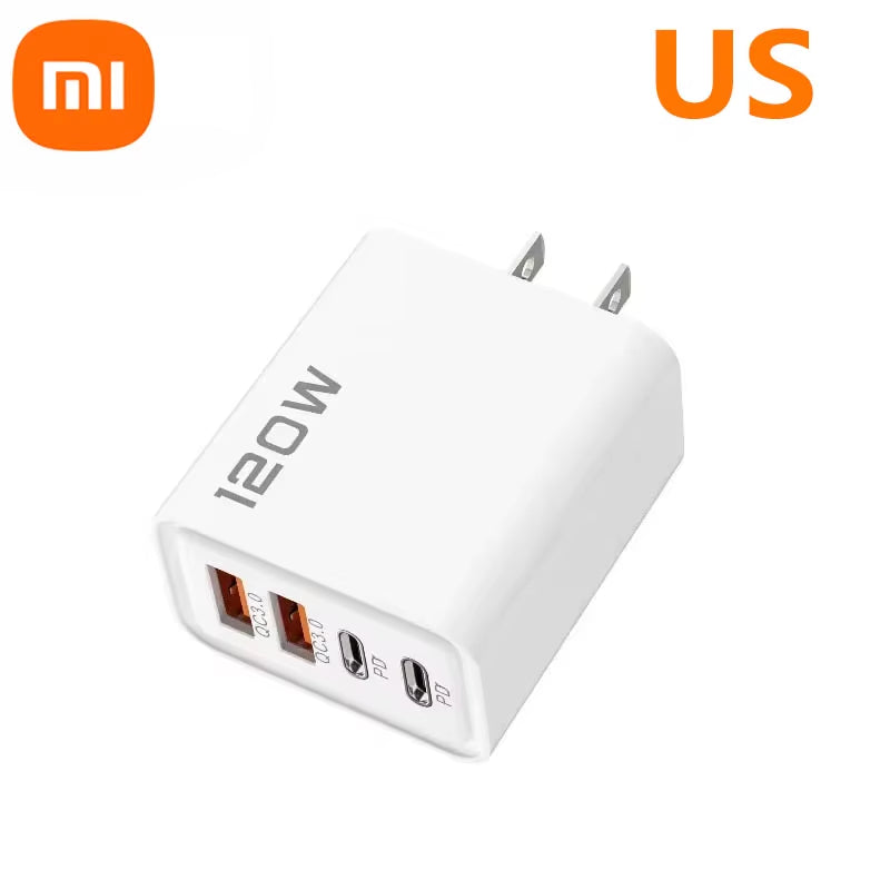 Xiaomi 120W 4 Port USB Type C Charger Fast Charging Data Cable USB Phone Charger Adapter for Samsung Iphone Huawei Charger