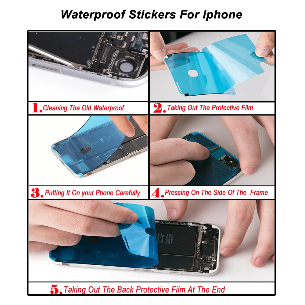5Pcs Brand Waterproof Sticker for Iphone 6S 7 8 plus X XR XS 11 12 13 14 15 Pro MAX MINI Adhesive Pre-Cut LCD Screen Frame Tape