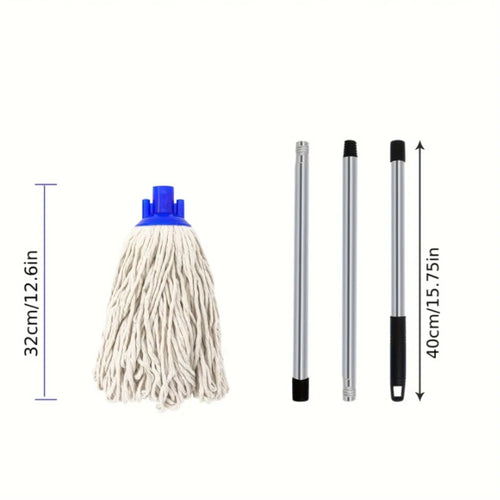 1 Commercial Heavy-Duty Industrial Cotton Circular Mop with 47 Inch Handle White for Floor Cleaning