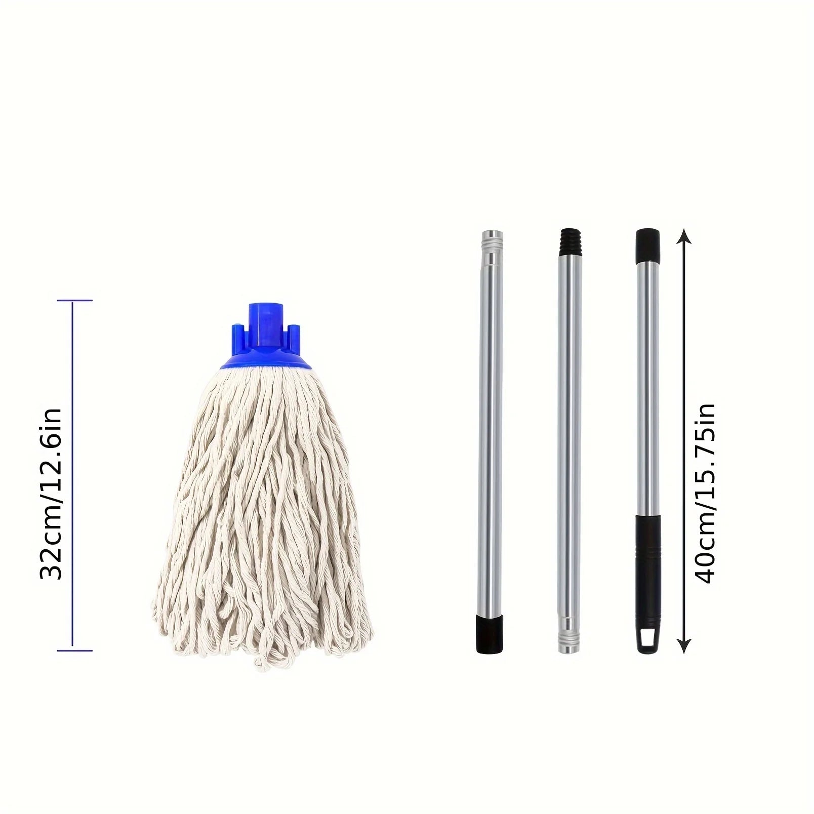 1 Commercial Heavy-Duty Industrial Cotton Circular Mop with 47 Inch Handle White for Floor Cleaning