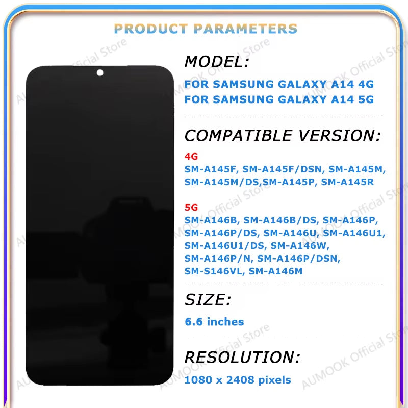 LCD Display for  Galaxy A14 4G 5G A145F A145P A146B A146P A146U LCD Display Touch Screen Digitizer Assembly Panel Replace