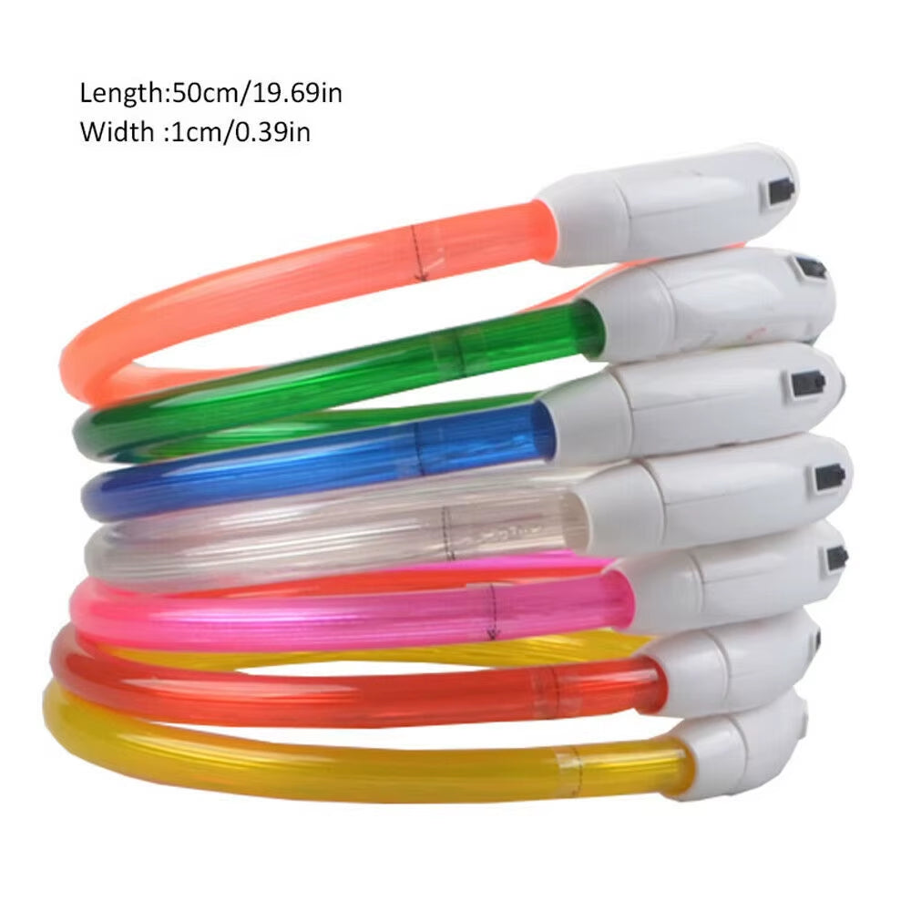 Led Glowing Dog Collar Rechargea Luminous Red Blue Green Usb Charging Multicolored Night Anti-Lost 3/Modes 50Cm Loss Prevention