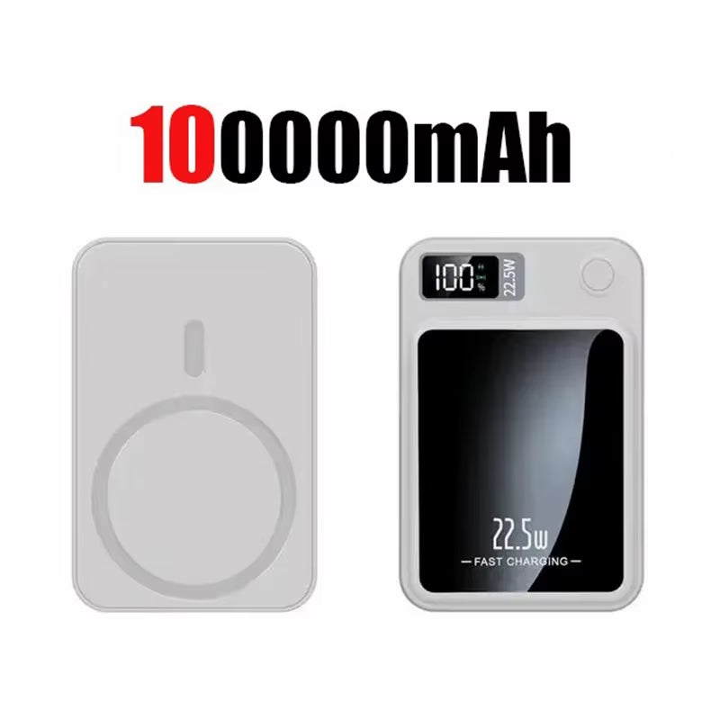100000Mah Magnetic Power Bank Wireless Fast Charger for Magsafe Portable Auxiliary Battery for Iphone Huawei Samsung 2025