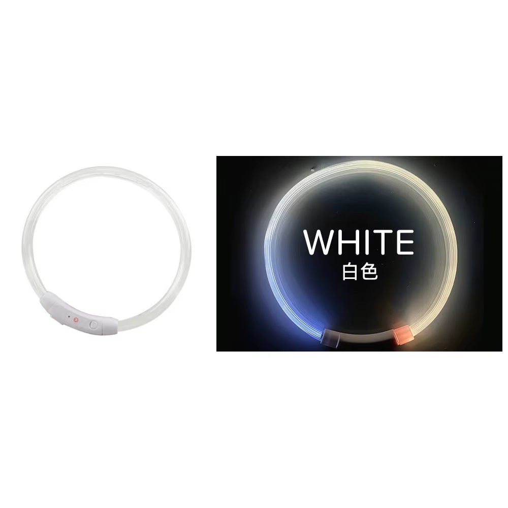 Led Glowing Dog Collar Rechargea Luminous Red Blue Green Usb Charging Multicolored Night Anti-Lost 3/Modes 50Cm Loss Prevention