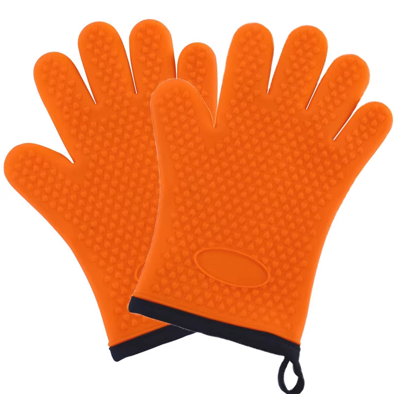 1/2Pc Silicone Glove with Lanyard Kitchen Grilling Gloves Oven Mitt Heat Resistant Non-Slip Cooking BBQ Grill Glove Baking Glove