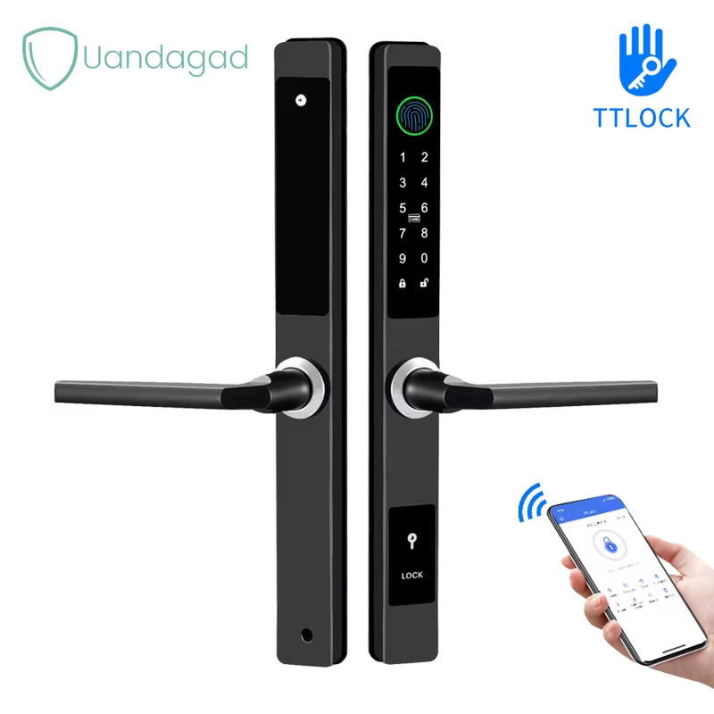 Waterproof Ttlock APP Remote Control Fingerprint Password Card Lock Bridge-Cut Aluminum Alloy for Outdoor Pull Push Sliding Door