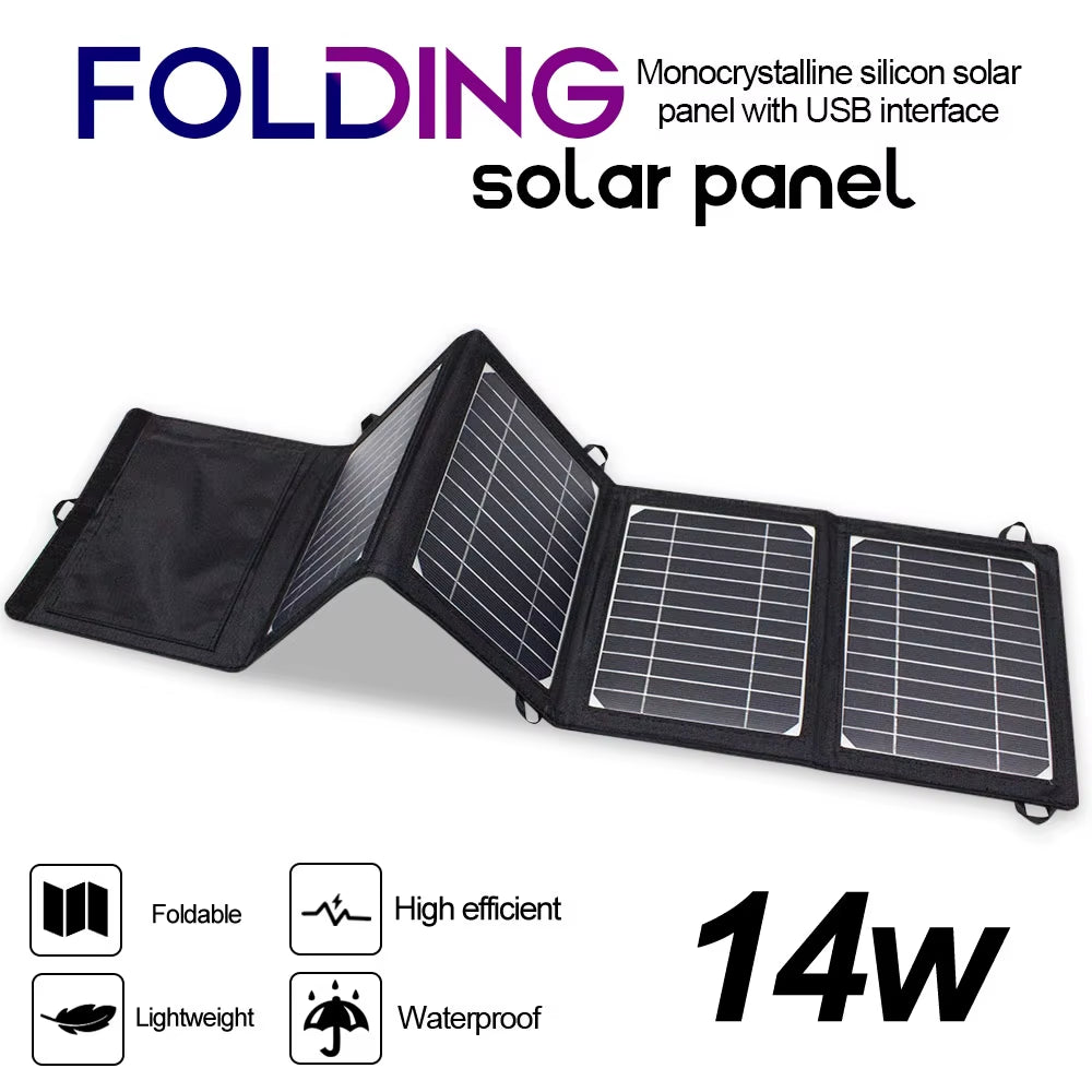 Upgraded 28W 21W 14W Portable Solar Panel Charger Double USB 5V 18V DC Camping Foldable Solar Panel for Phone Charge Power Bank