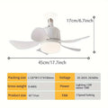 LED Socket Fan Light with Remote, 17.7In Small Ceiling Fan with Light, Cordless Light Socket Fan for Kitchen,Bedroom,Small Room