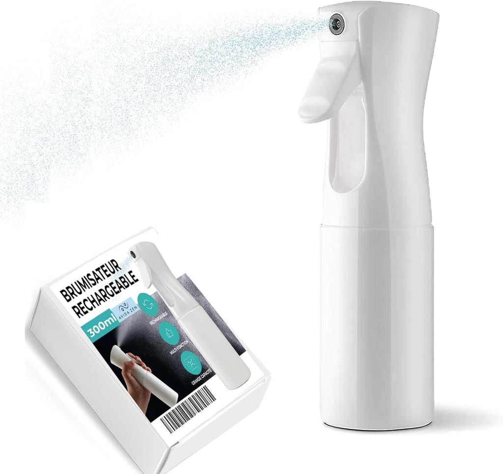 Brumisateur D’Eau Rechargeable – Vaporisateur Cheveux - Brumisateur Rechargeable 300 Ml - Brumisateur Visage - Vaporisateur Rechargeable (Blanc 300Ml)