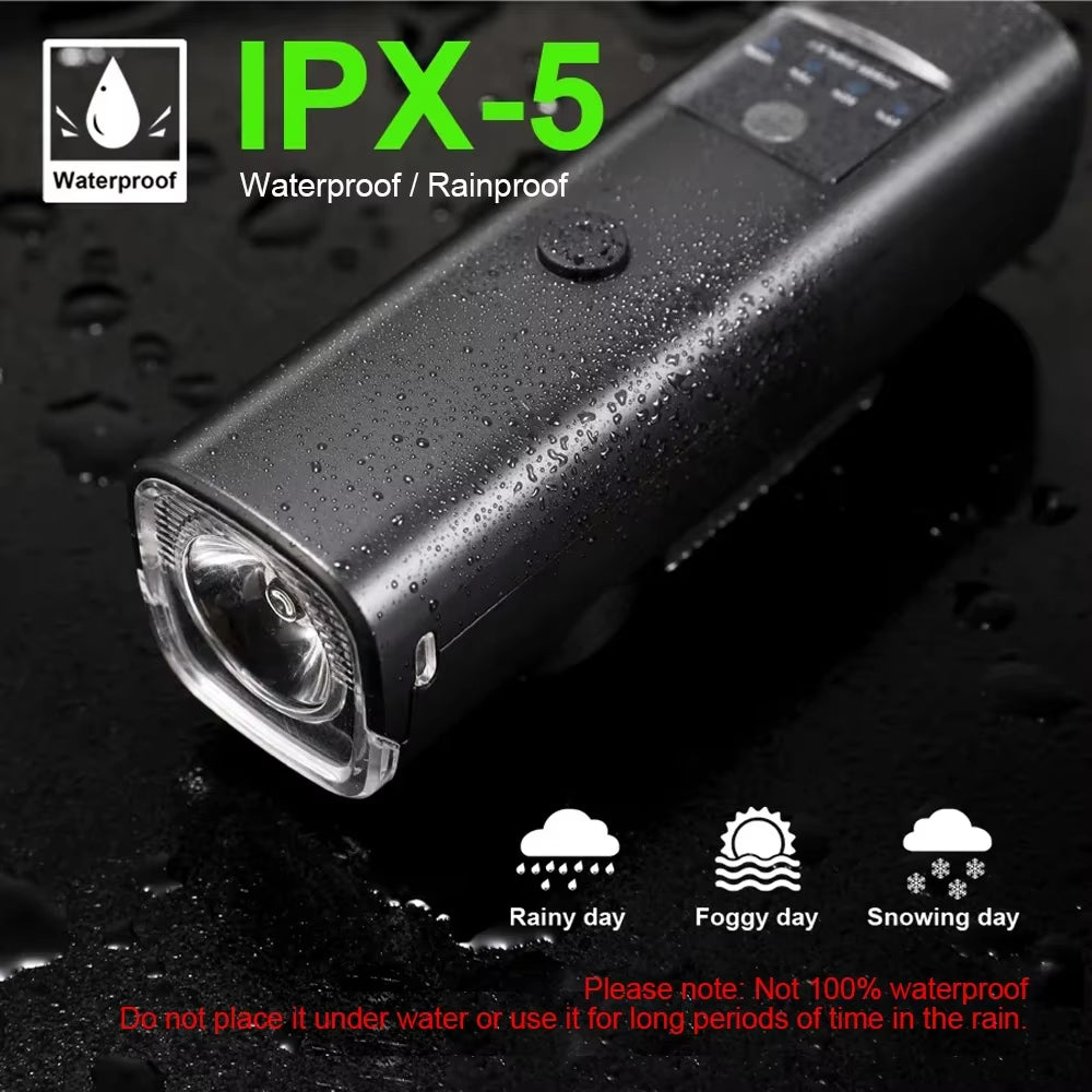 Smart Bicycle Light Rainproof USB LED 3000Mah MTB Front Light Headlight Cycling Flashlight Bike Light Accessories