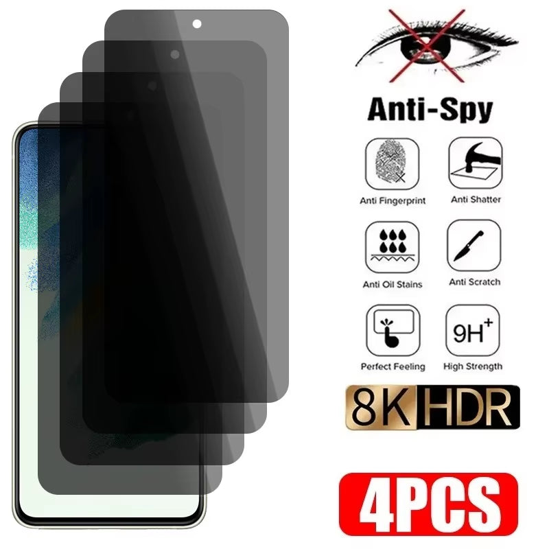 4PCS Anti-Spy Tempered Glass for Samsung S21 S20 FE 5G A72 A52 A32 A70 A50 A40 Privacy Screen Protector for A73 A53 A33 A23 5G