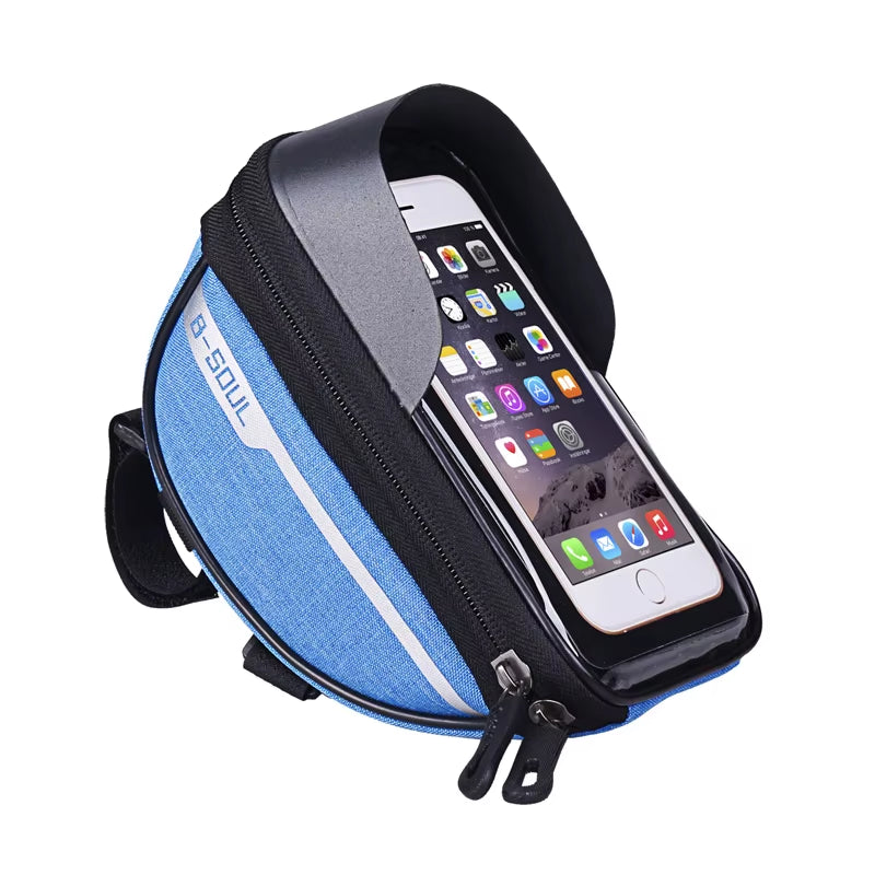 B-SOUL Cycling Bicycle Bike Head Tube Handlebar Cell Mobile Phone Bag Case Holder Screen Phone Mount Bags Case for 6.5In