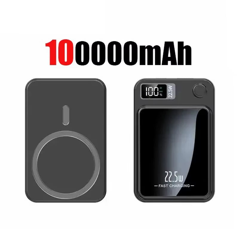 100000Mah Magnetic Power Bank Wireless Fast Charger for Magsafe Portable Auxiliary Battery for Iphone Huawei Samsung 2025