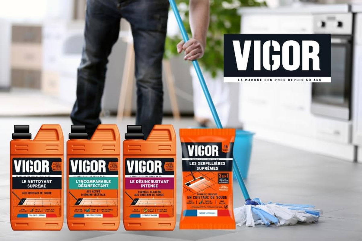 Vigor - Désincrustant Intense | Formule Alcaline Aux Cristaux De Soude | Ultra-Dégraissant | Parfum Agrumes | Fabrication Française | 1L
