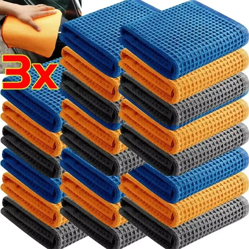 Water Drying Car Towel Microfiber Window Clean Wipe Auto Detailing Waffle Weave Car Wash Towel Glass Cleaning for Kitchen Bath