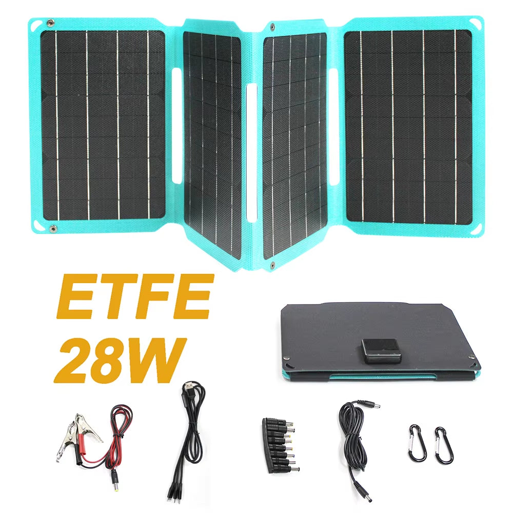 Upgraded 28W 21W 14W Portable Solar Panel Charger Double USB 5V 18V DC Camping Foldable Solar Panel for Phone Charge Power Bank