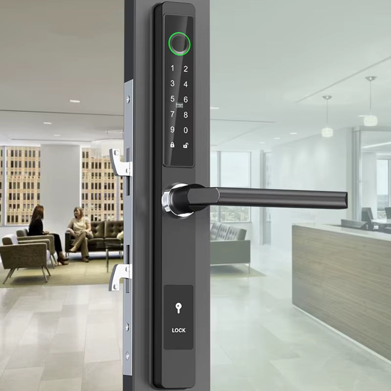 Waterproof Ttlock APP Remote Control Fingerprint Password Card Lock Bridge-Cut Aluminum Alloy for Outdoor Pull Push Sliding Door